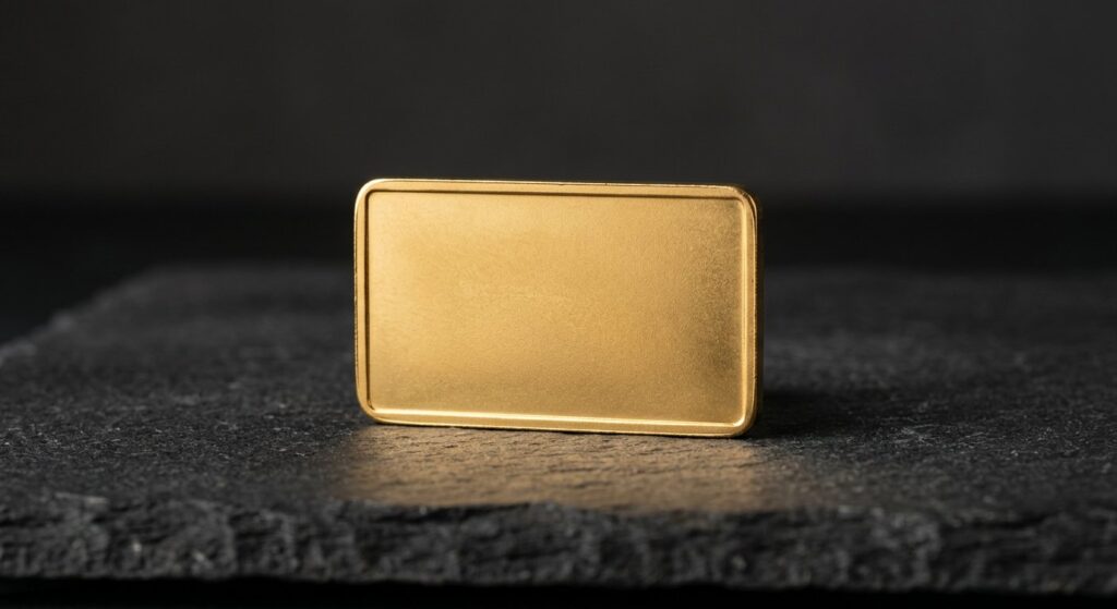 Illustrative render of valcambi 1 oz .9999 gold bar, not a photo of the exact product