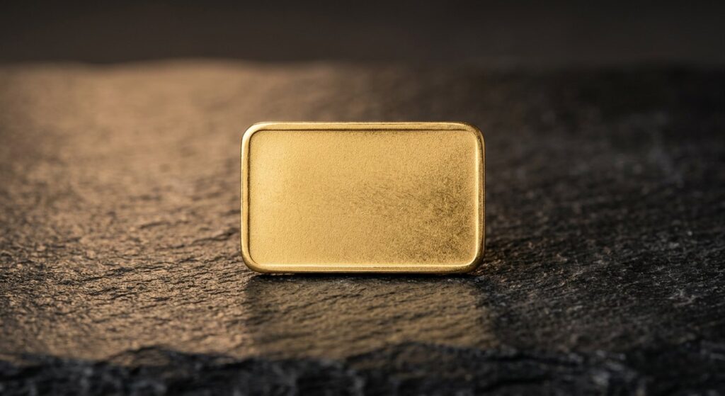 Illustrative render of recognized mint 2.5 gram .9999 gold bar, not a photo of the exact product