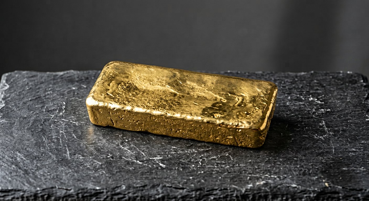 Illustrative render of 250 g gold cast bar for sale, not a photo of the exact product