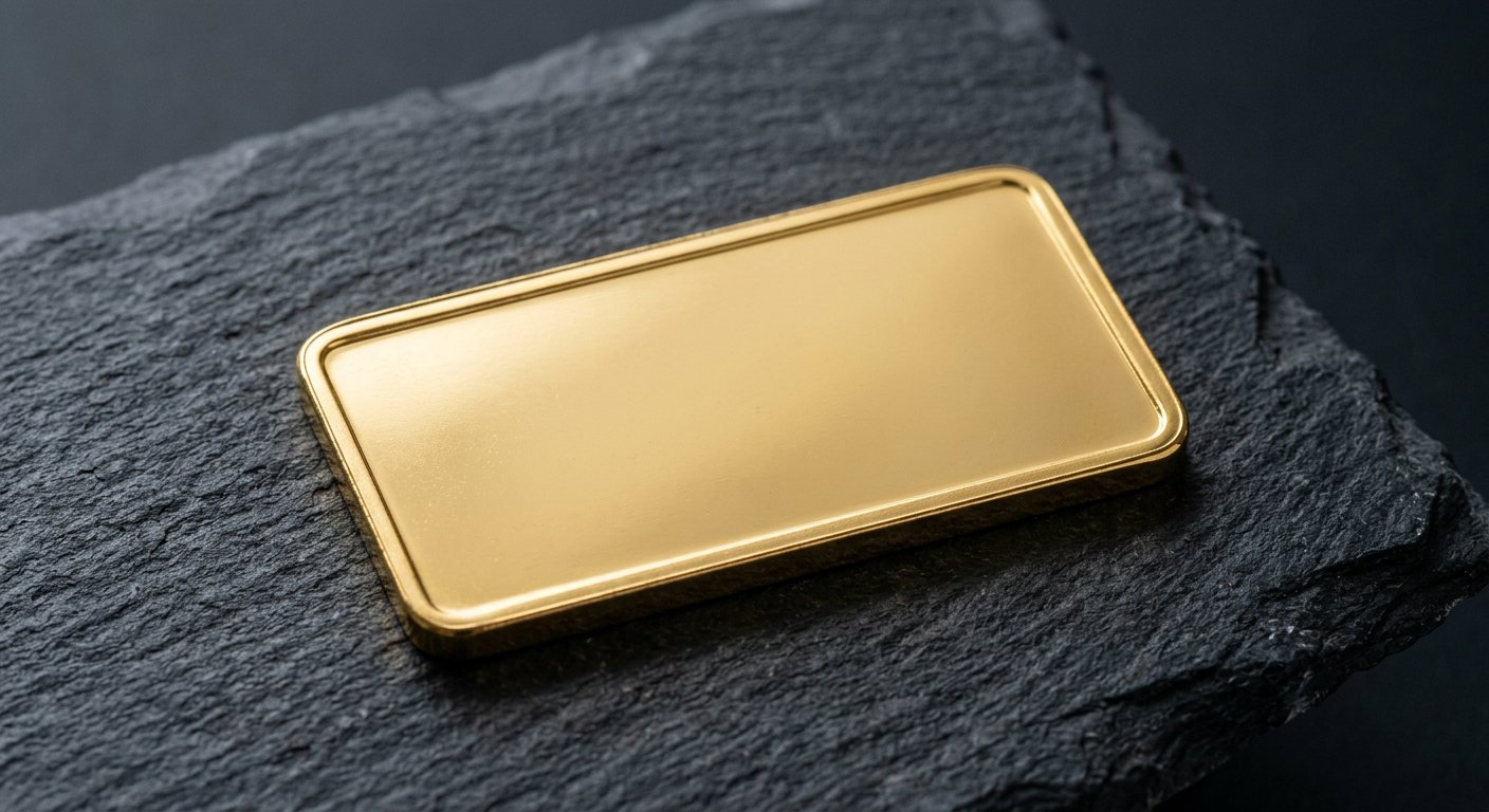 Illustrative render of 5 g gold minted tablet for sale, not a photo of the exact product