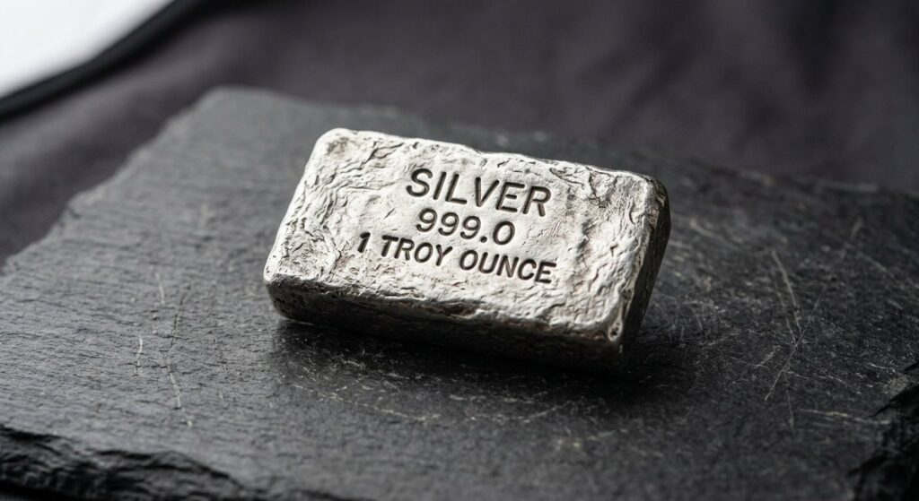 Illustrative render of 1 kg silver southern cross high relief minted bar, not a photo of the exact product