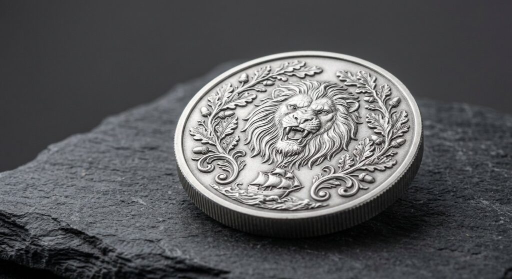 Illustrative render of 1 oz silver southern cross coin, not a photo of the exact product