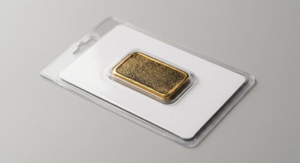 Illustrative render of recognized mint 10 gram gold bar .9999, not a photo of the exact product