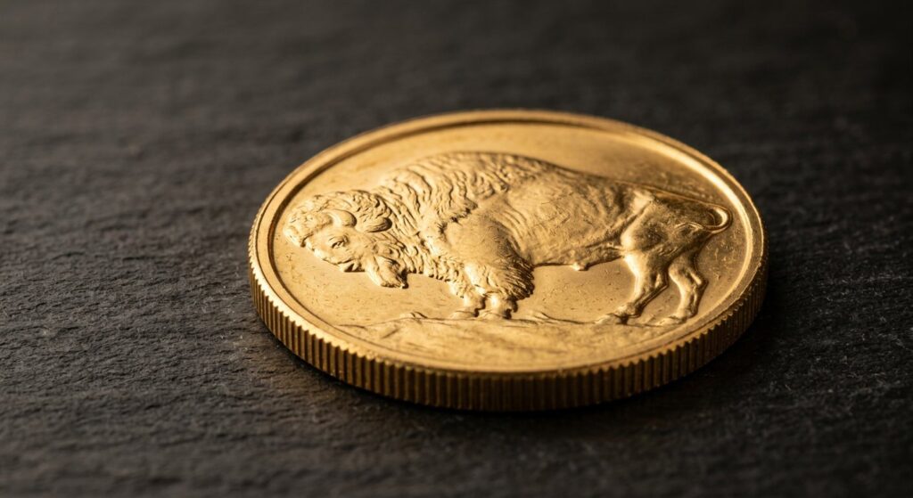 Illustrative render of 1 oz american gold buffalo for sale, not a photo of the exact product