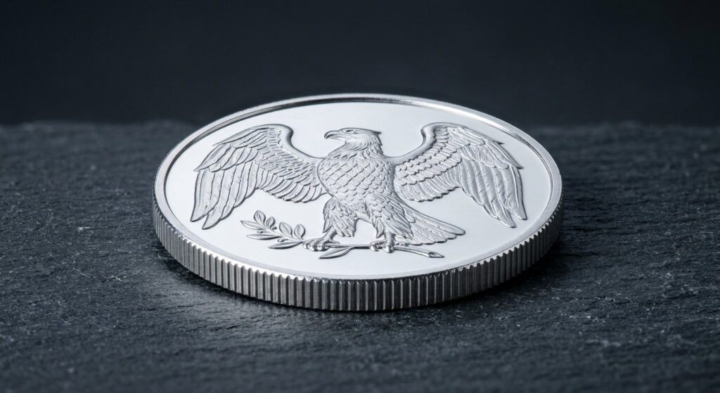 Illustrative render of 1 oz american platinum eagle .9995, not a photo of the exact product