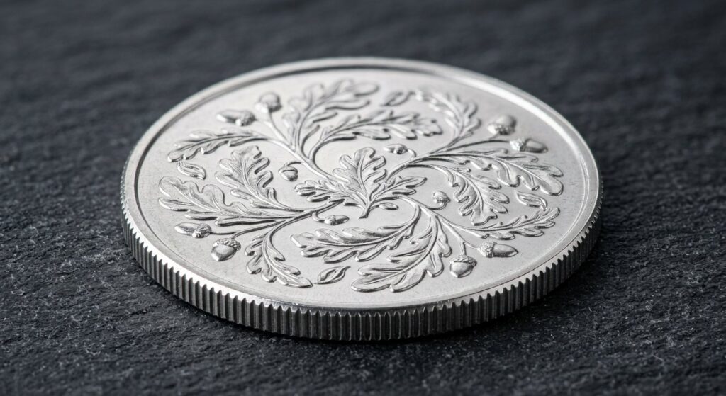 Illustrative render of 1 oz canadian platinum maple leaf .9995, not a photo of the exact product