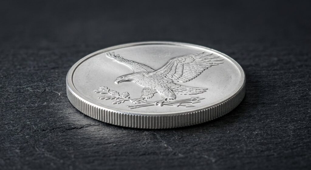 Illustrative render of 1 oz american silver eagle for sale, not a photo of the exact product